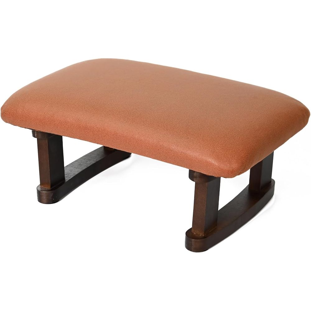 Woodworking Room - コンパクトなオットマンパッド入りフットレスト、木製脚付き、リビングルーム、寝室、作業スペース用（オレンジ）