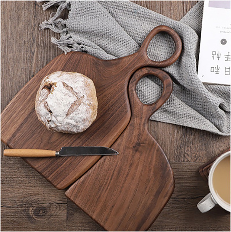 Woodworking Boards - ブラックウォールナット固体まな板木製トレイピザボードまな板キッチンベーキング用品パンフルーツ粘着ボード