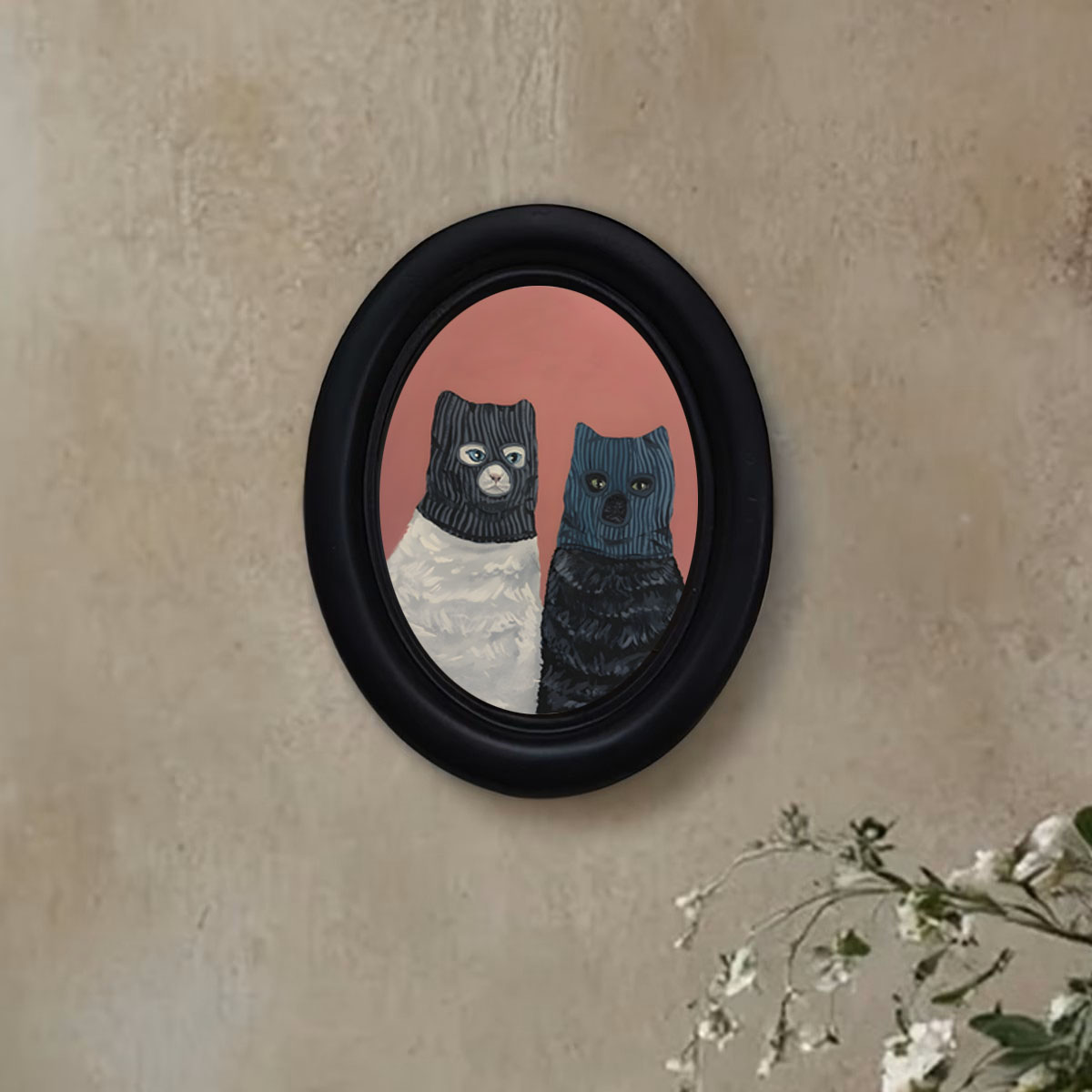 Woodworking Room - 1個の個性的な強盗猫の壁飾り、フード付きの楽しい猫の置物、ユニークなクリエイティブなデスクトップオーナメント、個性的な家の装飾、猫愛好家のための特別な贈り物