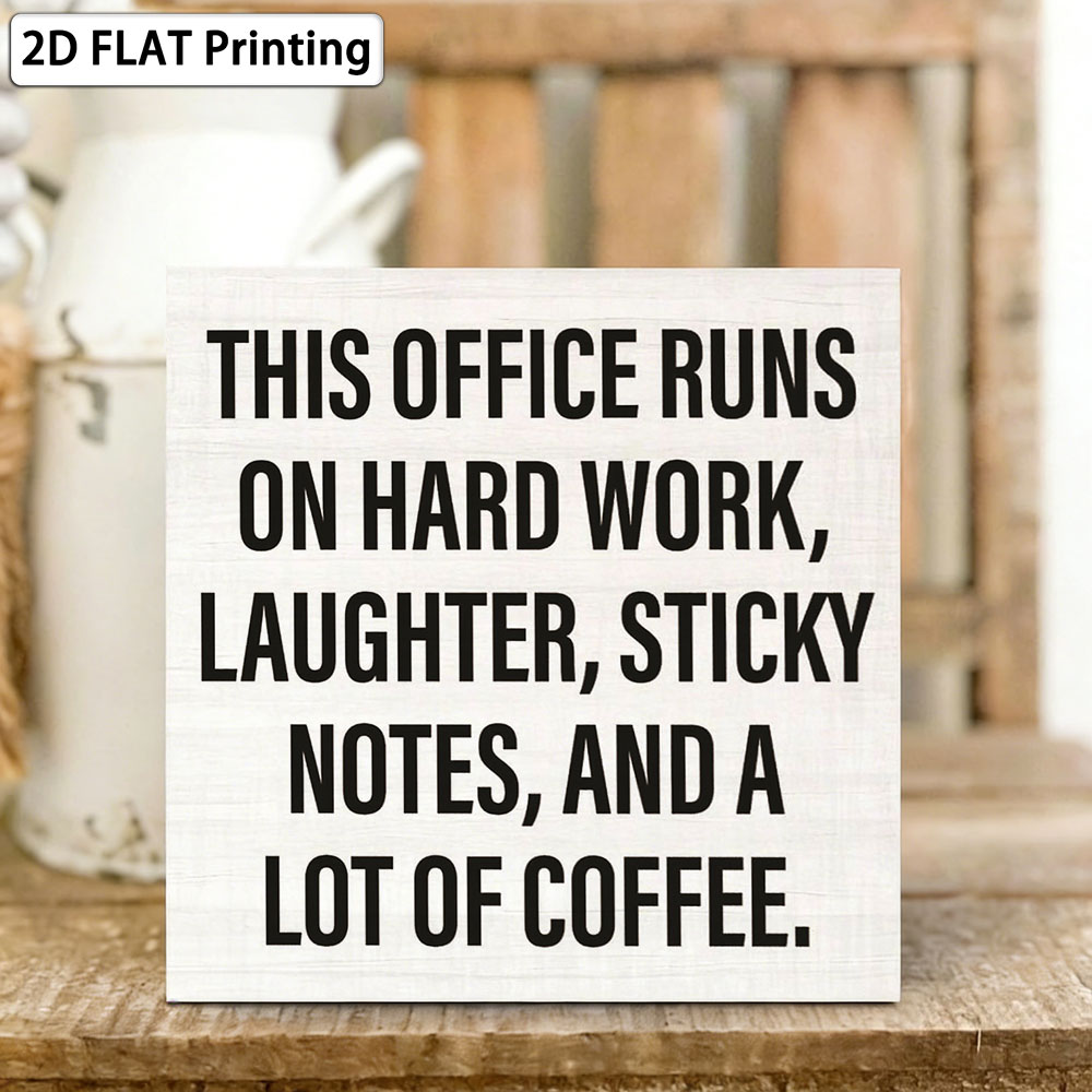 Woodworking Quotes Funny - オフィスコーヒーコーヒー語録ボックスサイン5x5インチ、面白い職場のユーモア木製飾り板、自宅オフィスデスク装飾用