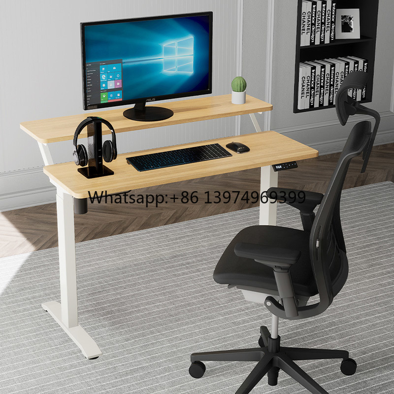 Woodworking Room - 昇降式テーブルフレーム、木製天板、アパート、部屋、屋内、ホテル、オフィス、音楽家、作業、コンピューター、スタンディングデスク