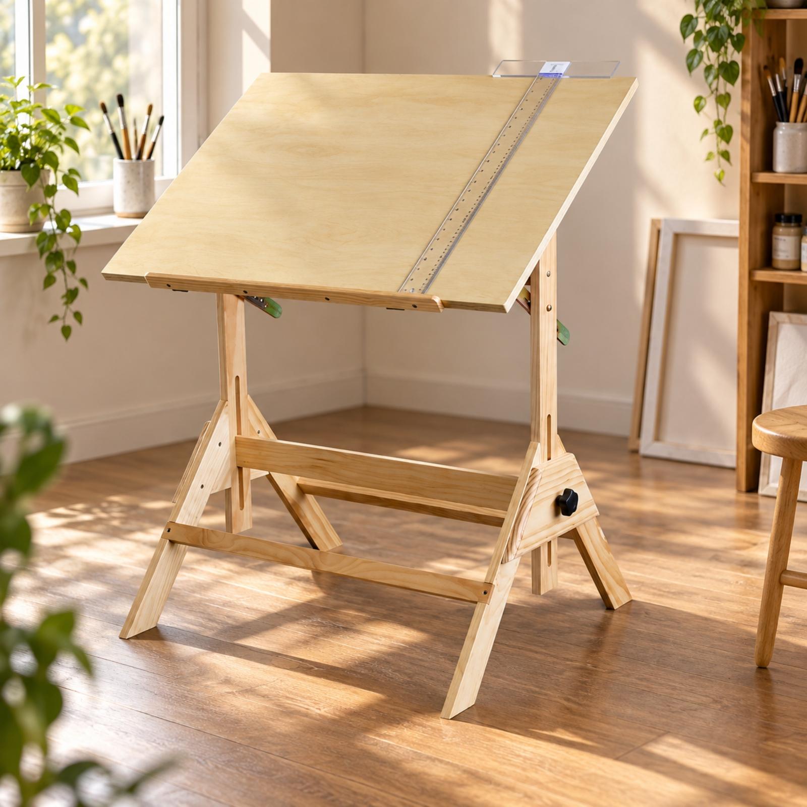 高さ調節可能なアートデスク。傾斜した天板と、作品をしっかりと - Woodworking Table のレビューと価格