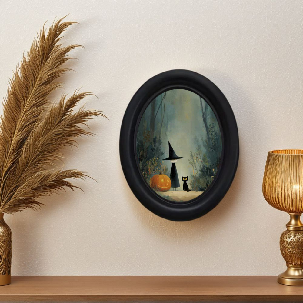 3D ヴィンテージ ハロウィン魔女と森の中の黒猫 ウォールア - Woodworking Room のレビューと価格