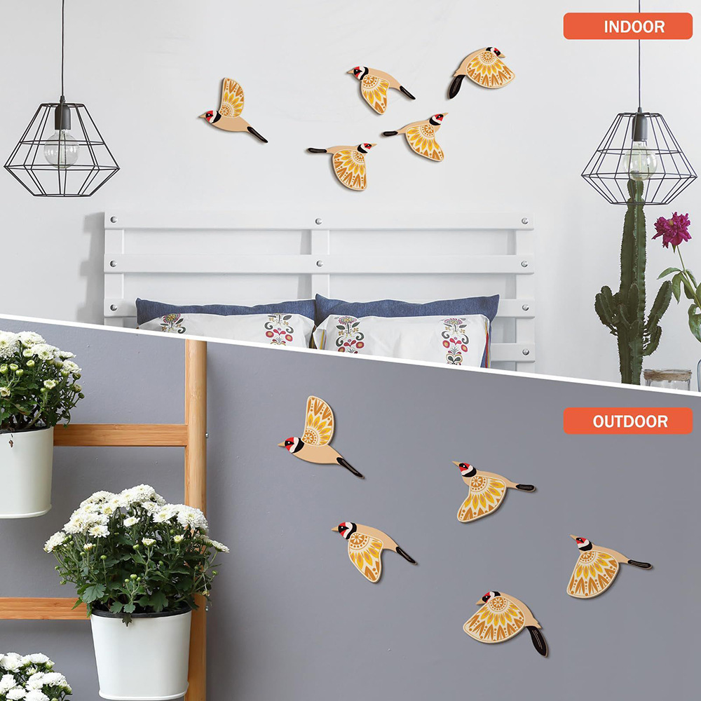 5種類の鳥の民芸品ウォールハンギング、スカンジナビア風のリビ - Woodworking Room のレビューと価格