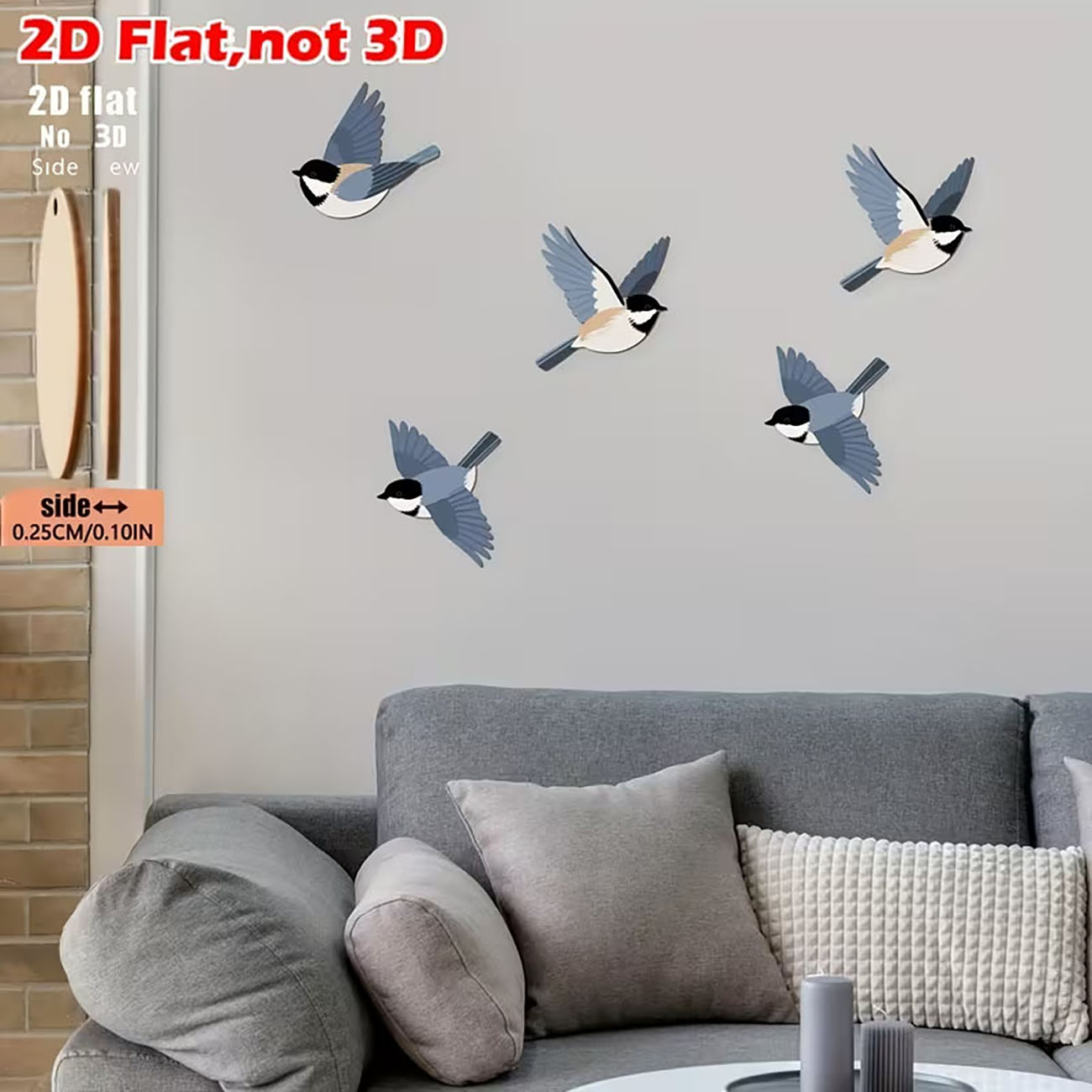 2Dフラットツバメ型木製壁飾り、ナノテープ付き、穴あけ不要で - Woodworking Room のレビューと価格