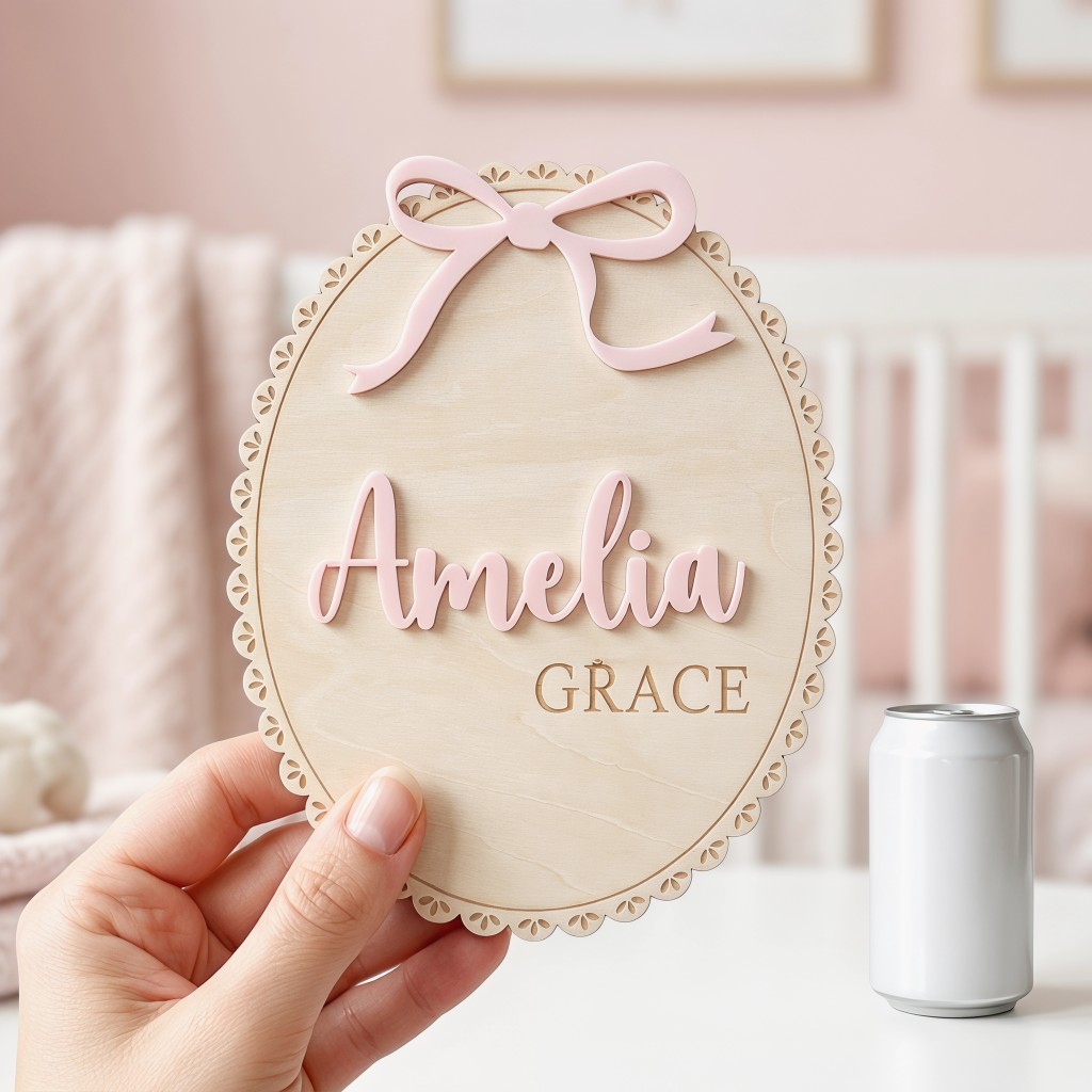 1個入りカスタムボウレースエッジベビー木製名札、ホームキッズ - Woodworking Room のレビューと価格